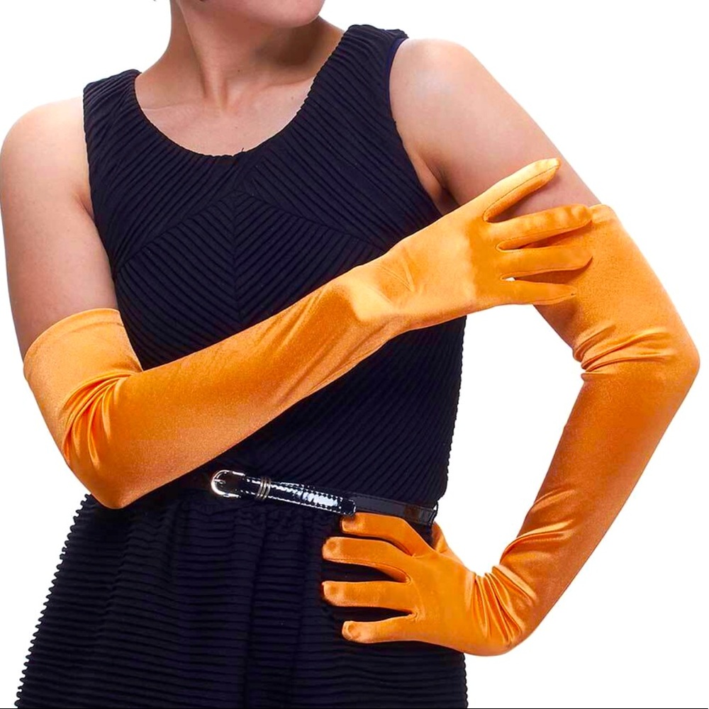 NWT orange opera gloves 22 inch long